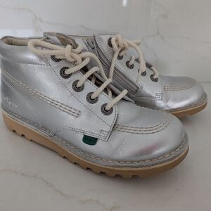Kickers Metallic Silver Kids Boots - Like New